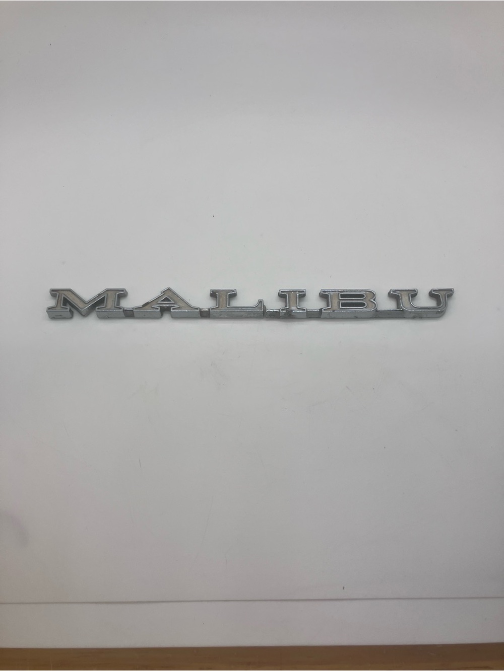 Malibu Chrome Emblem Badge - Silver Chevy rare oem vintage